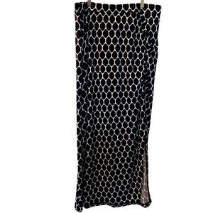 LANE BRYANT Women’s Black & White Geometric Patterned Ruched Maxi Skirt 14/16